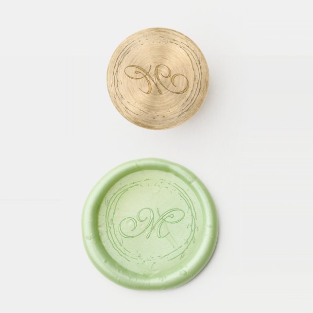 Elegant Monogram and Wreath Wax Seal Stamp (Stamped)