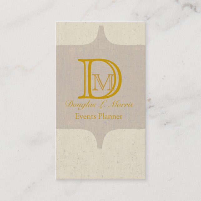 Elegant Monogram Antique Retro Vintage Gold Business Card (Front)