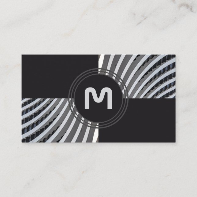 Elegant monogram architecture two tone tiles business card (Front)