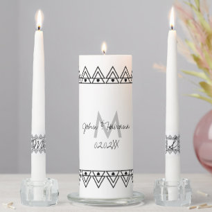 Elegant Monogram Art Deco Heart Wedding Unity Candle Set