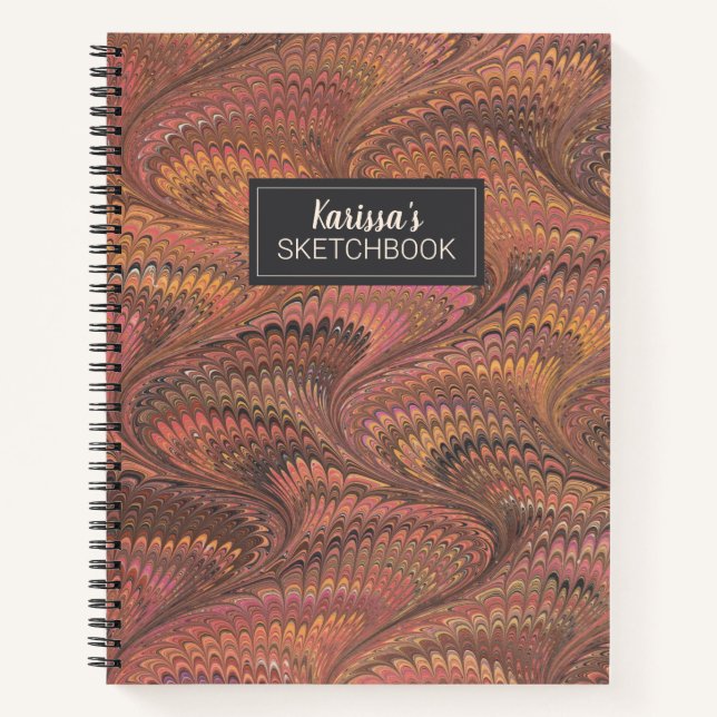 Elegant Monogram Artist Sketchbook With Name Notebook (Front)