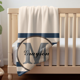 Elegant Monogram Babyshower Gift Baby Bib Blanket