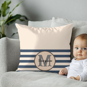 Elegant Monogram Babyshower Gift Baby Bib Throw Pillow