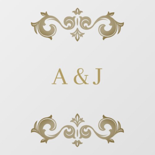 Elegant Monogram Baroque Wedding Floor Decal 