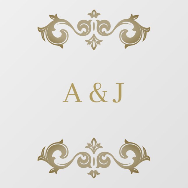 Elegant Monogram Baroque Wedding Floor Decal  (Front)