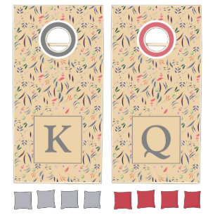 Elegant MONOGRAM Beige FLORAL Cornhole Set