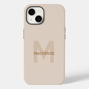 Elegant Monogram Beige Gold Modern Typography Name Case-Mate iPhone 14 Case