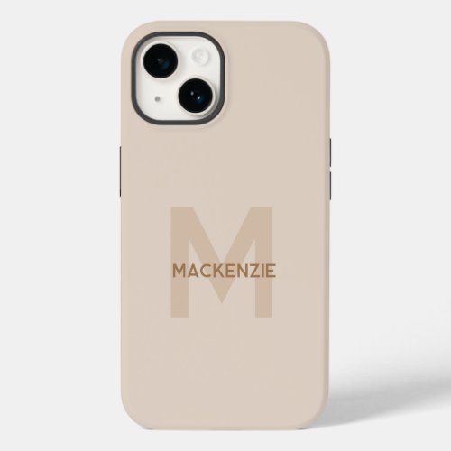 Elegant Monogram Beige Gold Modern Typography Name Case_Mate iPhone 14 Case