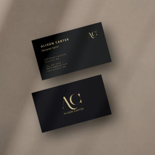 Elegant Monogram Black and Gold   Modern Minimal Business Card