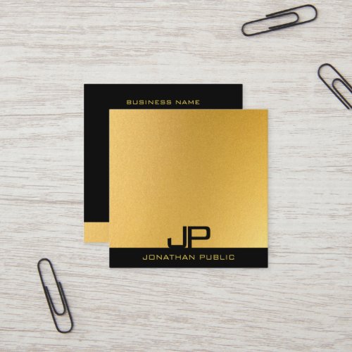 Elegant Monogram Black And Gold Modern Template Square Business Card