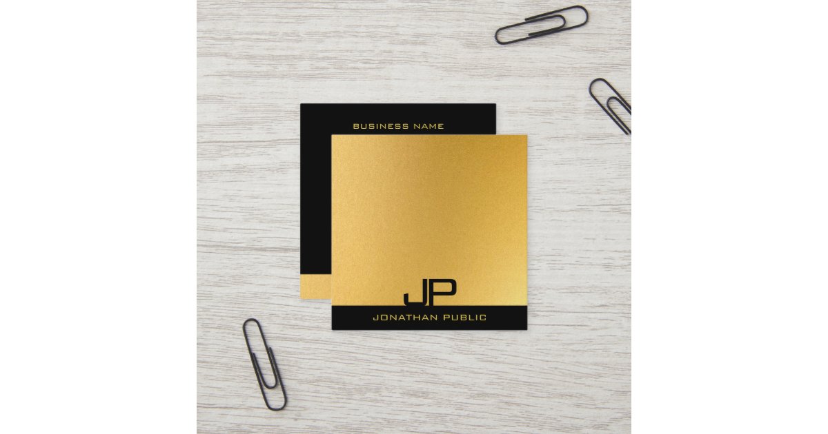 Elegant Monogram Black And Gold Modern Template Square Business Card ...