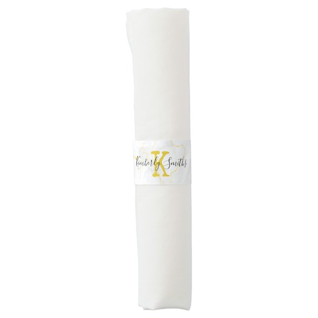 Elegant Monogram  Black and Gold Theme   Napkin Bands (Front)