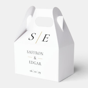 Elegant Monogram Black And Gold Wedding Favor Boxes