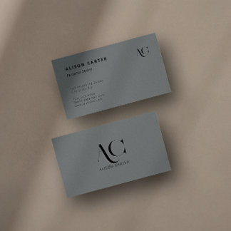 Elegant Monogram Black and Gray | Modern Minimal Business Card
