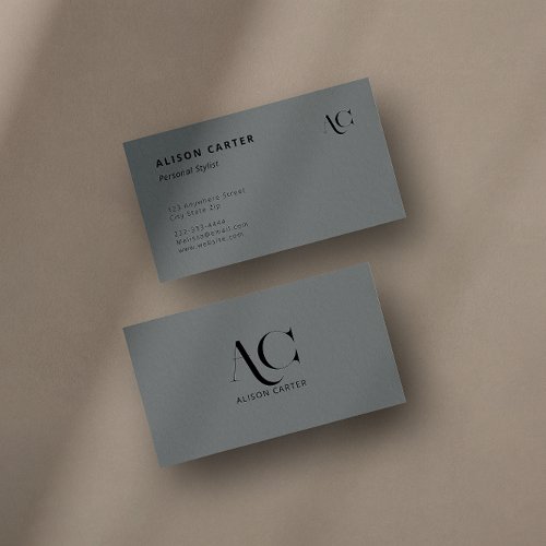 Elegant Monogram Black and Gray  Modern Minimal Business Card