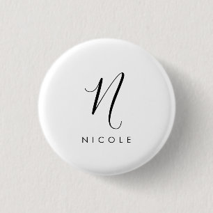 Elegant Monogram Black and White Button