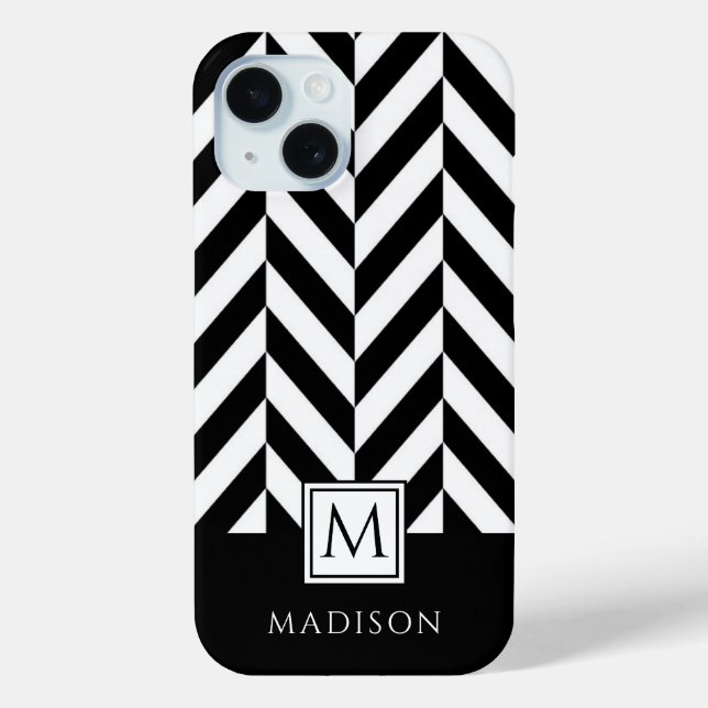 Elegant Monogram Black And White Case-Mate iPhone Case (Back)