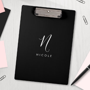 Elegant Monogram Black and White Clipboard