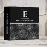 Elegant Monogram Black and White Custom Flower 3 Ring Binder<br><div class="desc">If you're looking for a unique and special guest book, then this black and white flower spring design is perfect for you! Our customized three ring binder is a beautiful black and white floral script monogram signing book that can be used as a guest book at a funeral service or...</div>