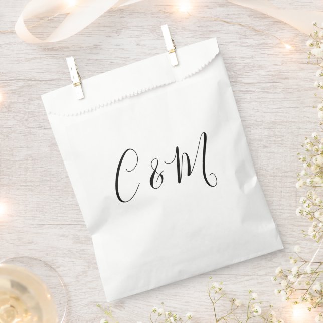 Elegant Monogram Black and White Favor Bag (Clipped)