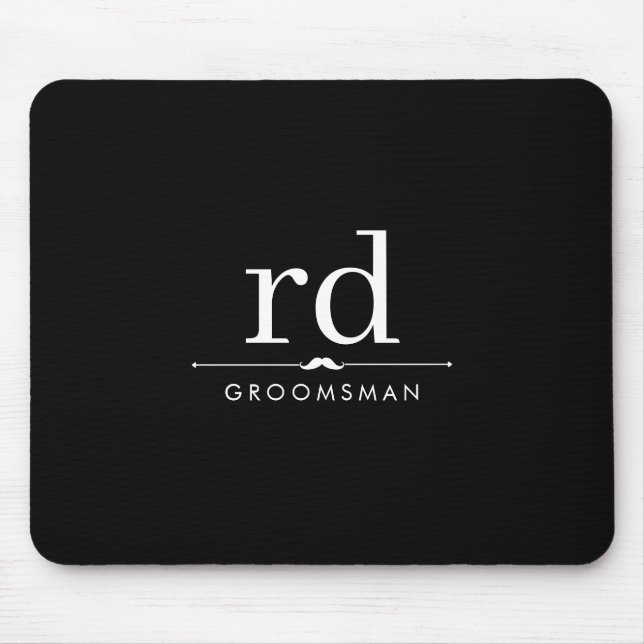 Elegant Monogram Black and White Groomsmen Gift Mouse Pad (Front)