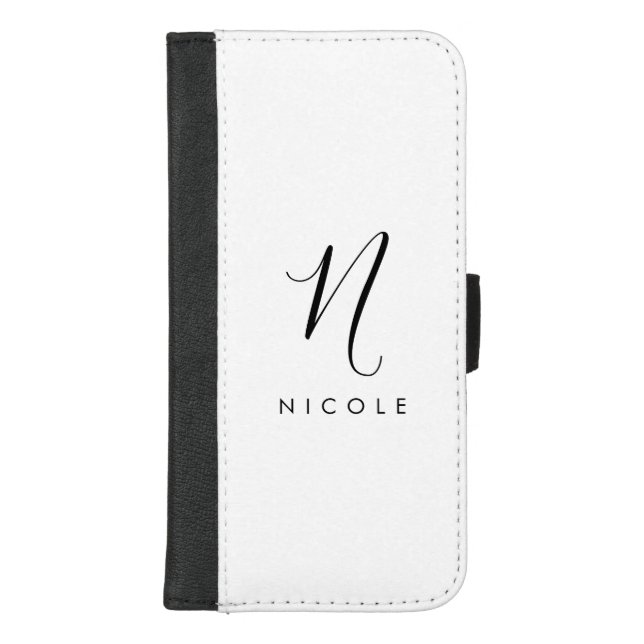 Elegant Monogram Black and White iPhone Wallet Case (Front)