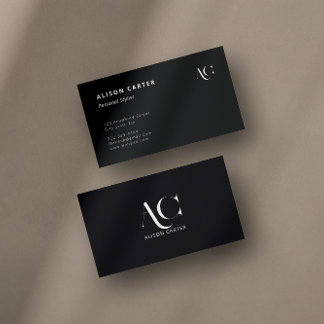 Elegant Monogram Black and White | Modern Minimal Business Card