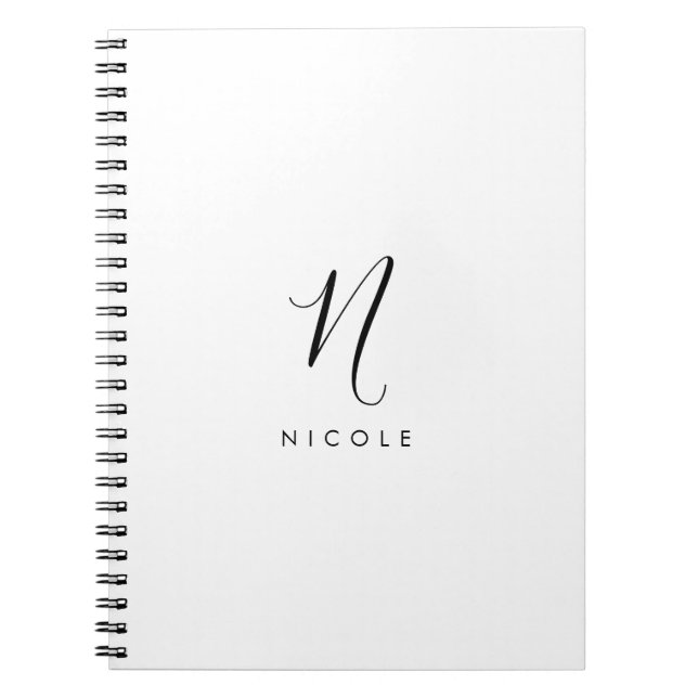 Elegant Monogram Black and White Notebook (Front)