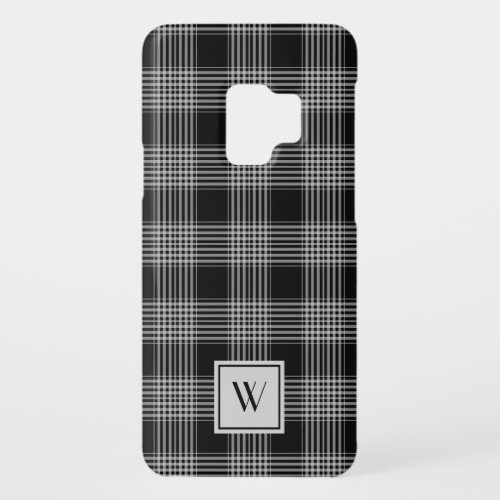 Elegant Monogram Black And White Plaid Pattern Case_Mate Samsung Galaxy S9 Case