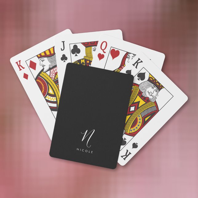 Elegant Monogram Black and White Poker Cards (Creator Uploaded)