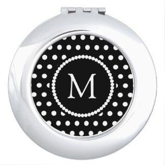 Elegant Monogram Black And White Polka Dots