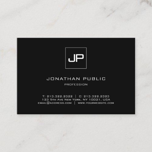 Elegant Monogram Black And White Professional Top Business Card