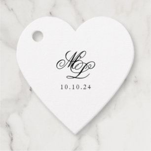 Elegant Monogram Black and White Script Favor Tags