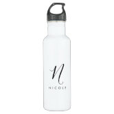 Red & White Initial Letter Monogrammed Plain Stainless Steel Water Bottle