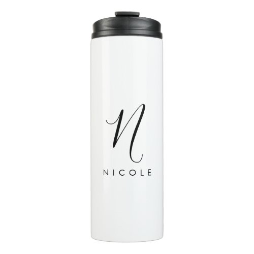 Elegant Monogram Black and White Thermal Tumbler