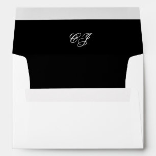 Elegant Monogram Black and White Wedding Envelope