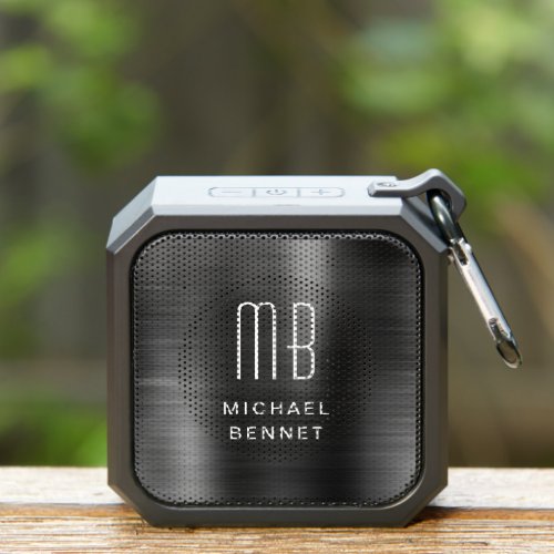 Elegant Monogram Black Bluetooth Speaker