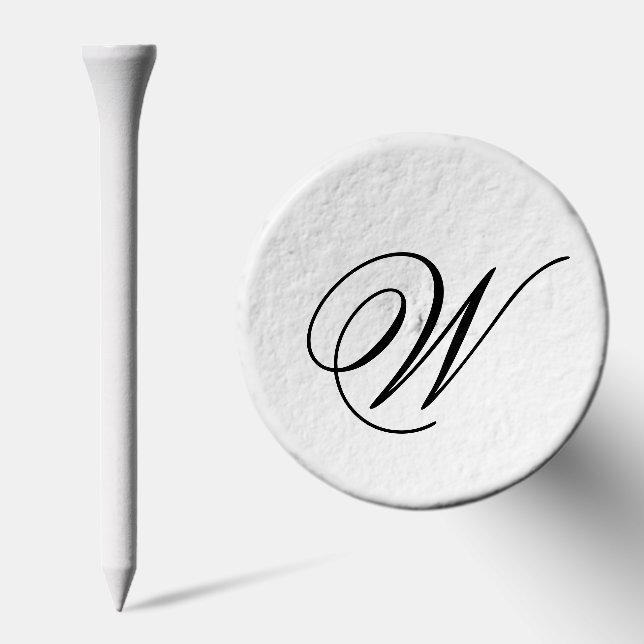 Elegant Monogram Black Calligraphy Initial Golf Tees (Combo)