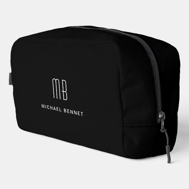 Elegant Monogram Black Dopp Kit (Right Corner)