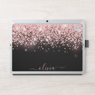 Elegant monogram black glitter Laptop skin