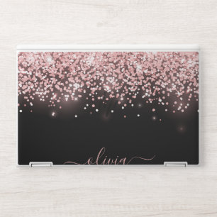 Elegant monogram black glitter Laptop skin