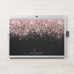 Elegant monogram black glitter Laptop skin
