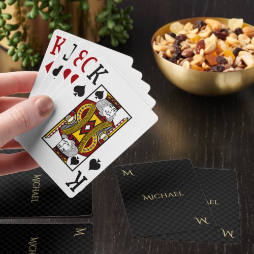 Elegant Monogram Black Gold Jumbo Index Size Poker Jumbo Poker Cards