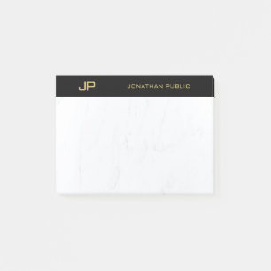 Elegant Monogram Black Gold Marble Template Post-it Notes