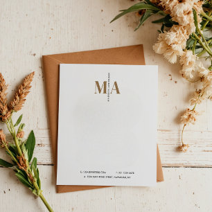 Elegant Monogram Black Gold Name Business Notepad