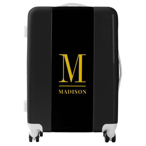 Elegant Monogram Black Gold Name  Luggage