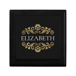 Elegant Monogram black Gold Office School Gift Box