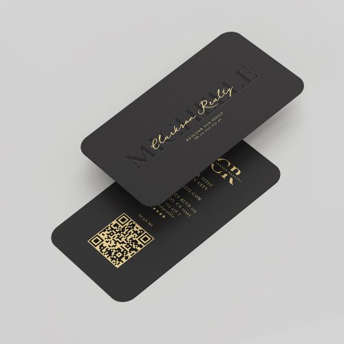 Elegant Monogram Black Gold Professional Modern Business Card