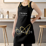 Elegant Monogram Black Gold Script Best Chef Name  Apron<br><div class="desc">Personalize your Elegant Monogram White and Gold Script Name Best Chef Apron and cook your favorite Italian recipes with success. Become a 5 stars Family Chef and enjoy the best Authentic Traditional Recipes by Nonna Belinda! © Belytalia 2021</div>