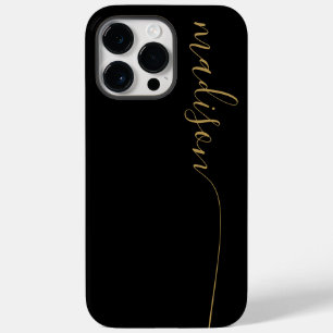 Elegant Monogram Black Gold Script Case-Mate iPhone 14 Pro Max Case